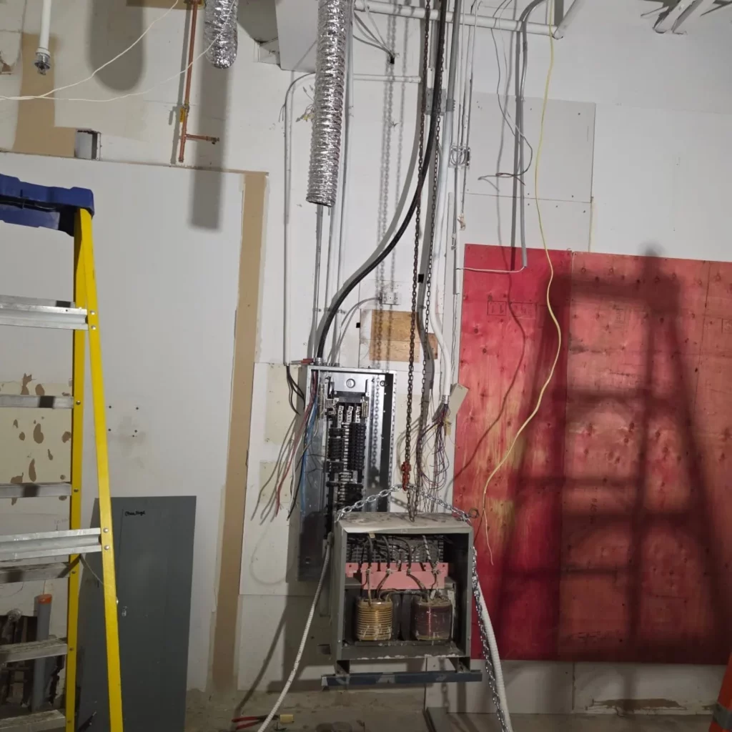 Commercial electrical room before the transformer relocation