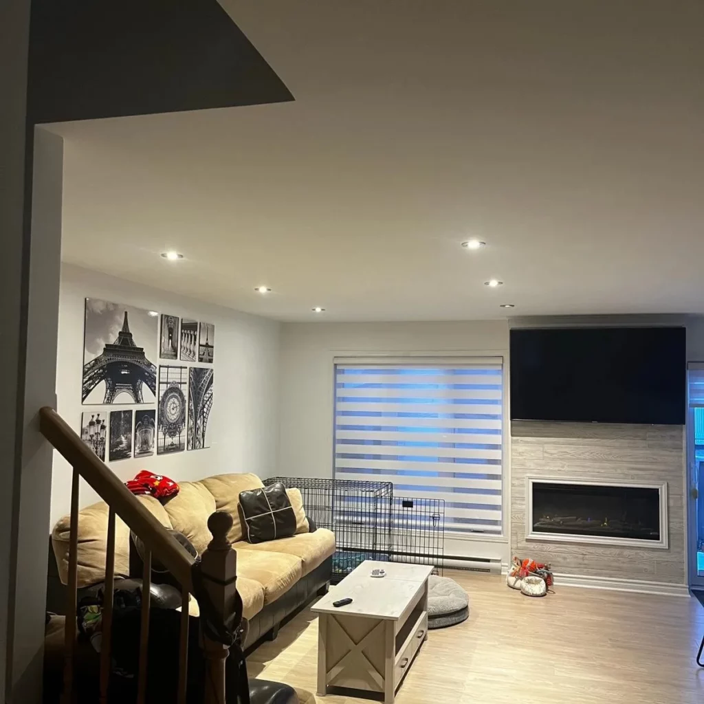 Living room with new recessed pot lights