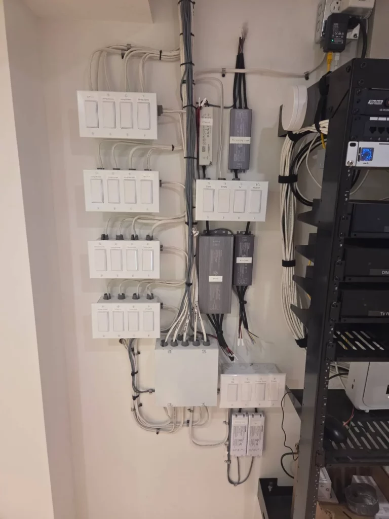 Lutron RadioRA 3 control modules wired in a residential panel