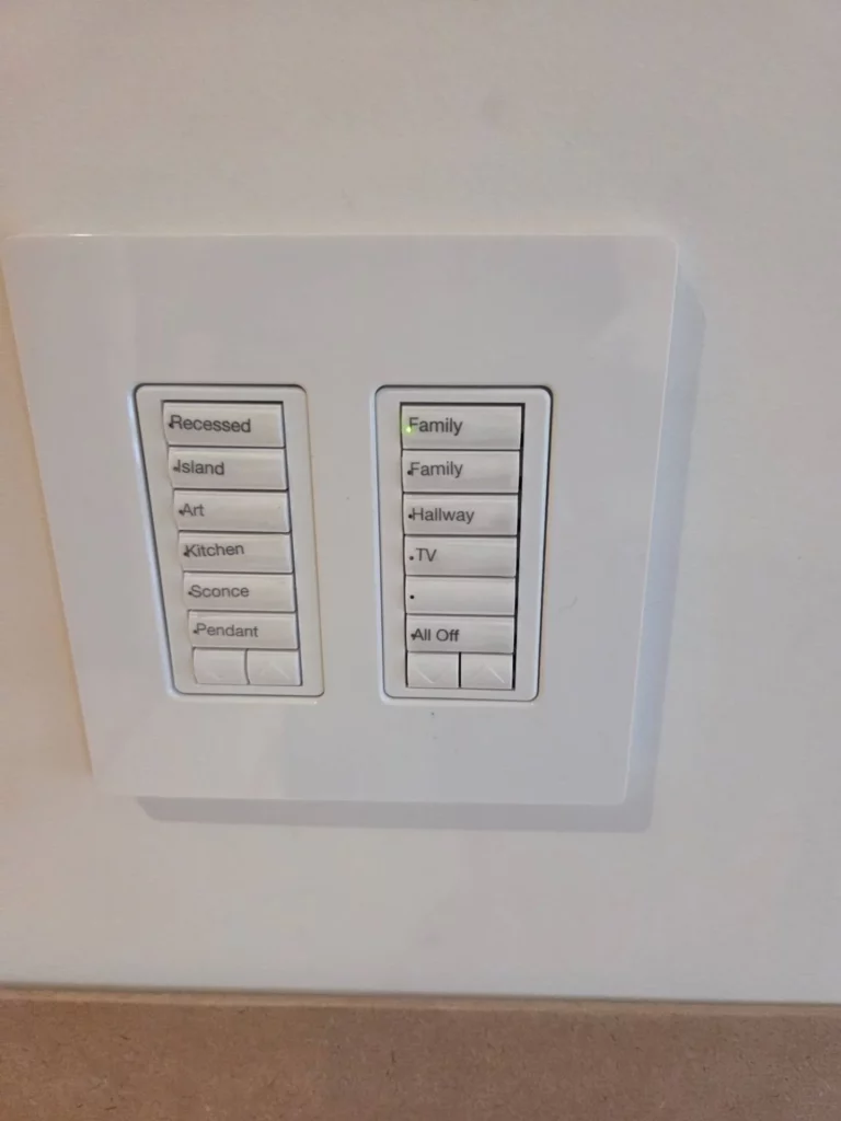 Lutron RadioRA 3 keypads installed in a luxury home